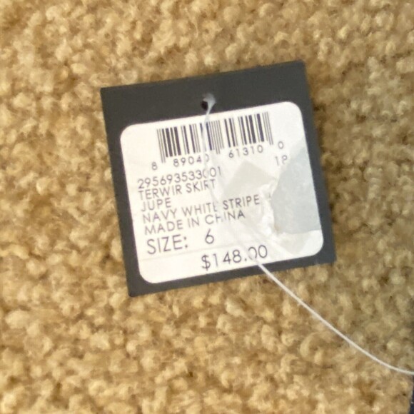 Club Monaco $148 Navy Pinstripe Office Siren Ruffle Pencil Skirt NWT Career Sz 6 - Picture 5 of 11